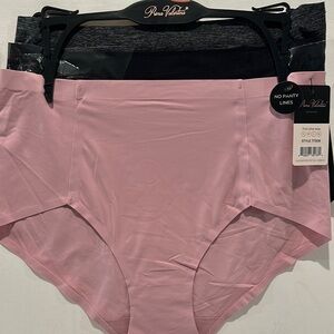 NWT Prima Valentina (3) Pack No Line Panties in Gray, Black and Pink. Size L